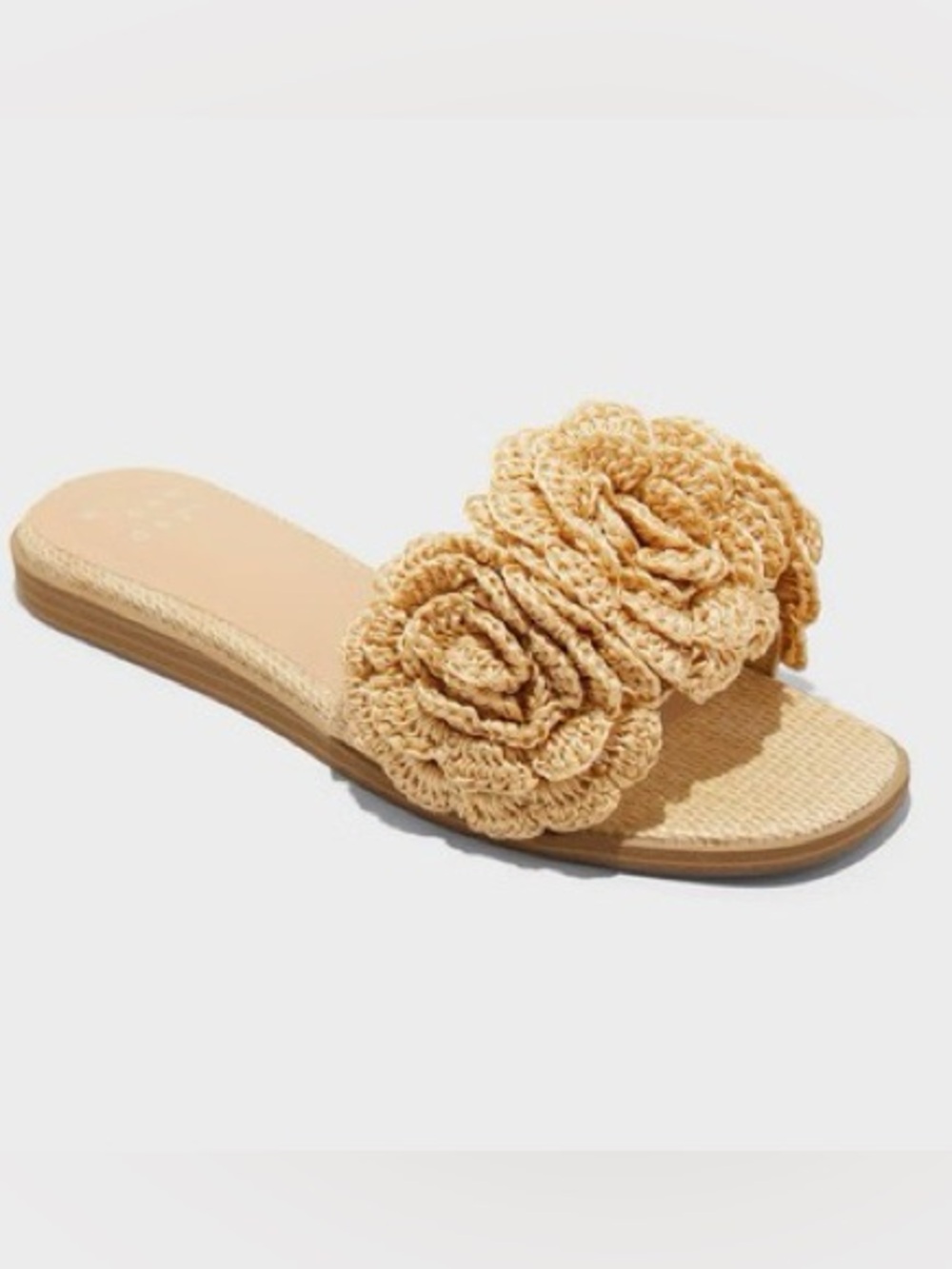 A New Day - Women's Coco Raffia Flower Slide Sandals Size 8